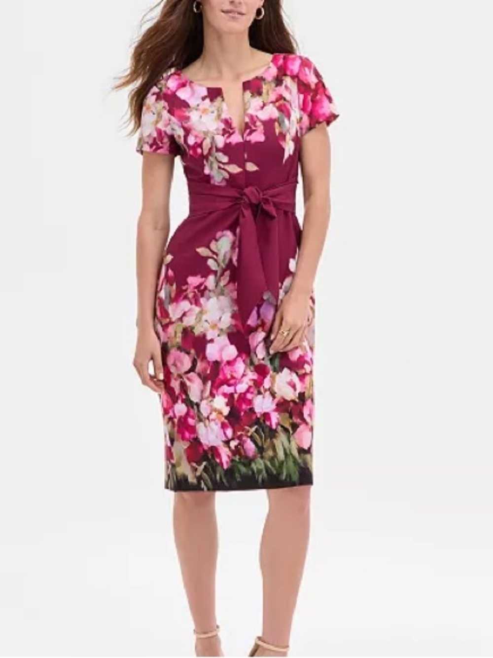 Adrianna Papell Floral Print Front Tie Dress